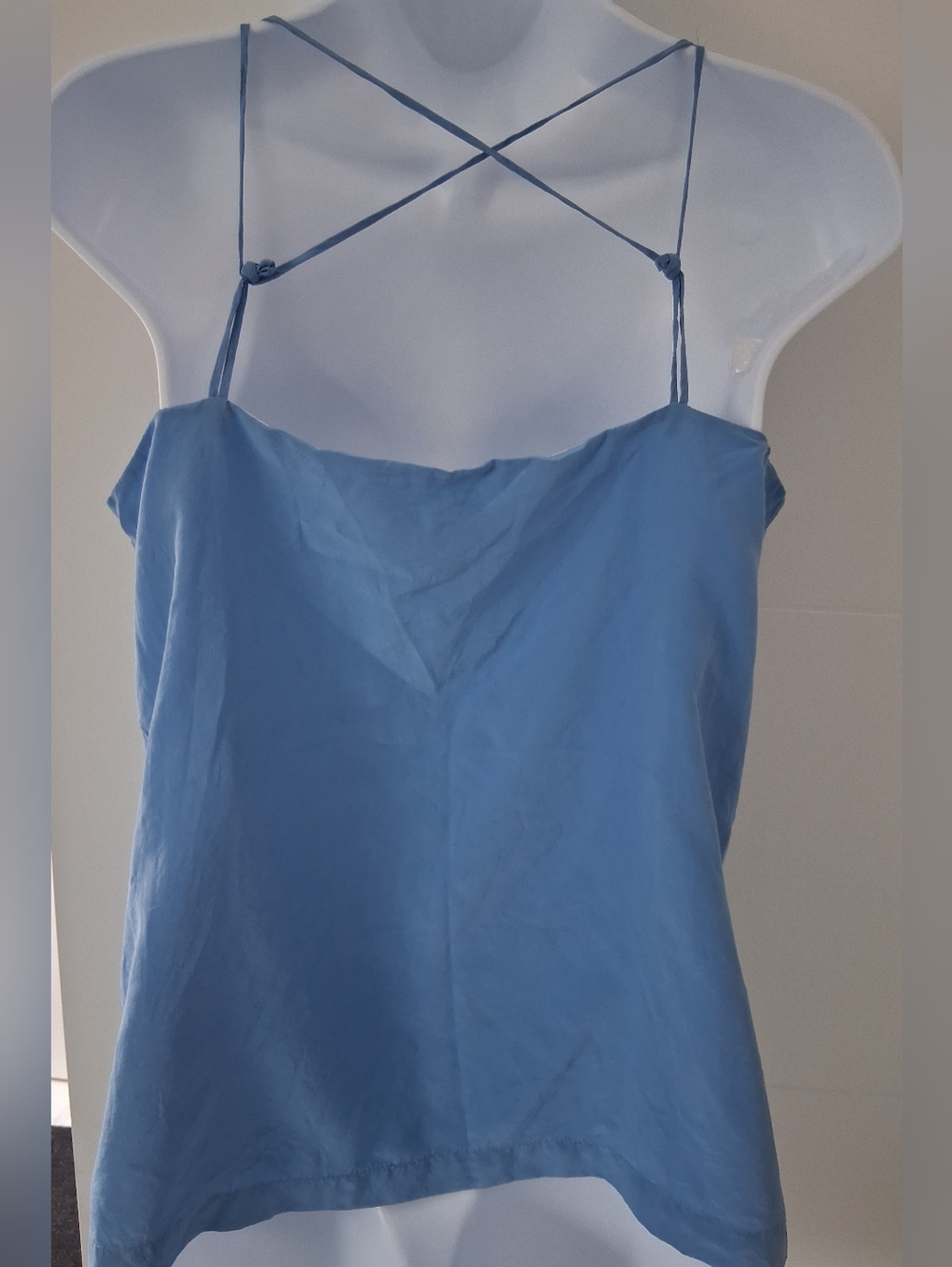 Judith & Charles/ 100% Silk/ Light Blue Spaghetti Strap Cami Top/ Size US 8 - Picture 4 of 11